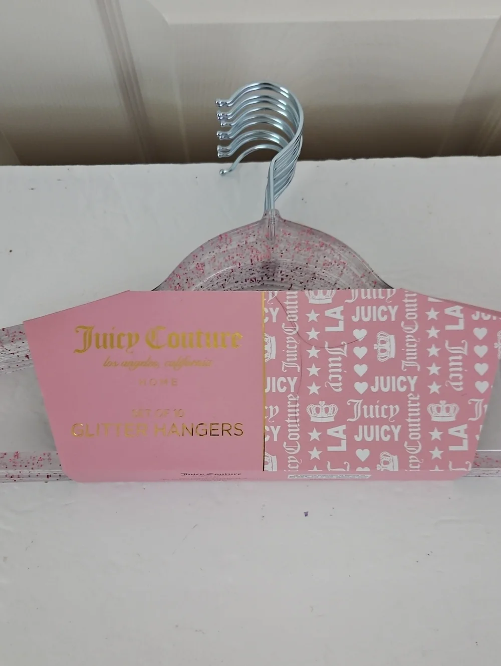 Juicy Couture NWT Pink Speckled Clear Hangers